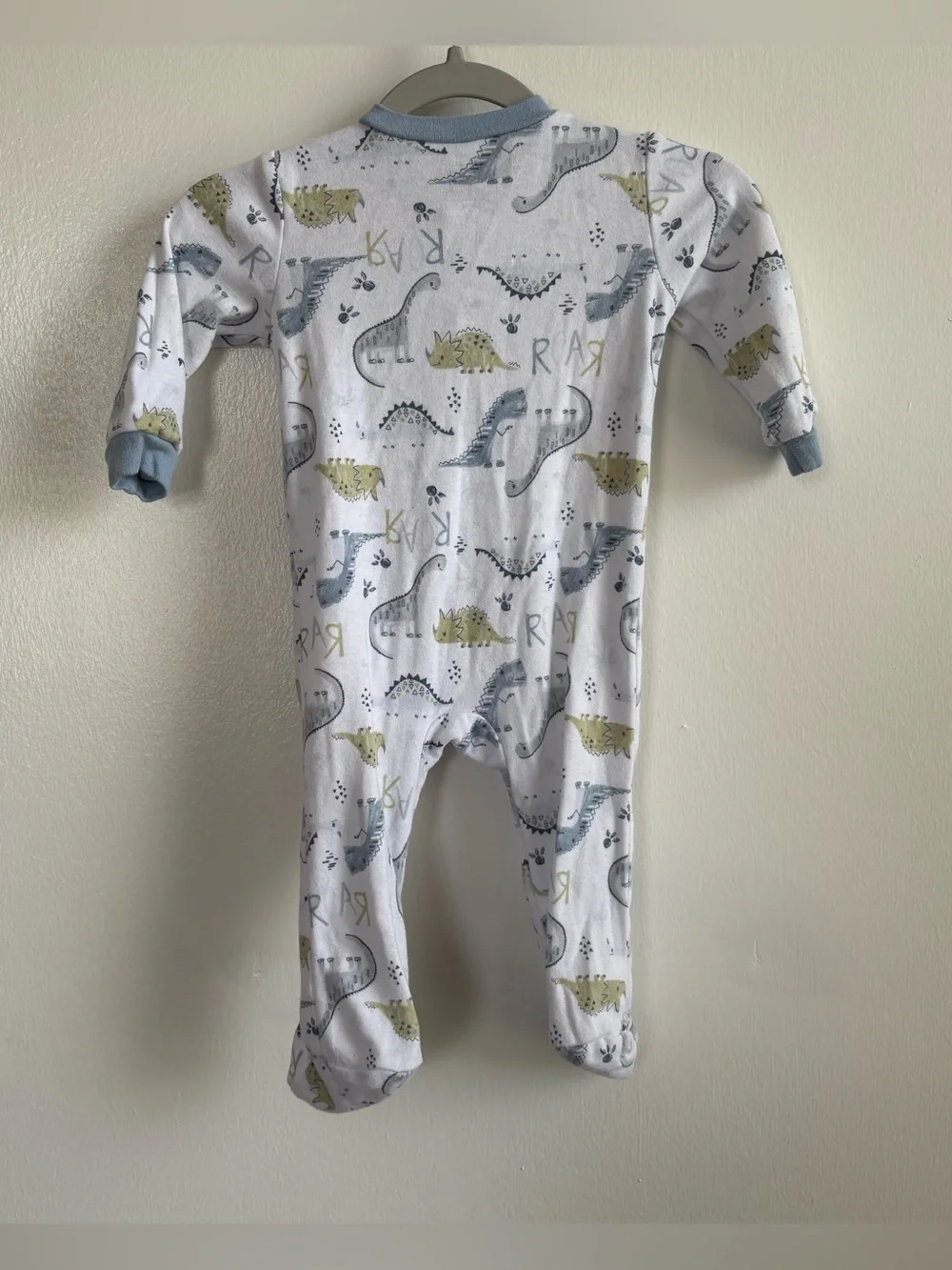 chick pea White Dinosaur Print Zip Footed Sleeper One-Piece Long Sleeve 6-9M